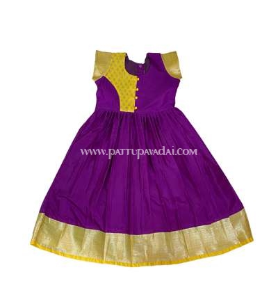 Silk Long Gown Yellow and Violet