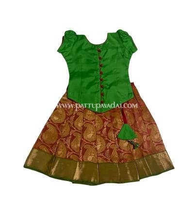 Silk Pavadai Red and Green