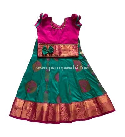 Soft Silk Pavadai Rama Green and Pink