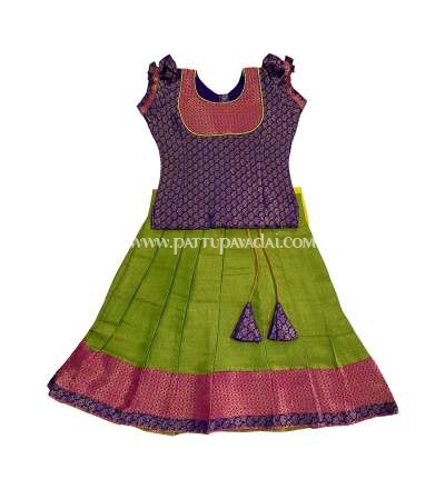 Tissue Silk Parrot Green Skirt and Violet Top