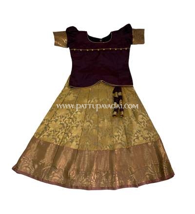 Buy Online Traditional Pattu Pavadai Golden and Brown