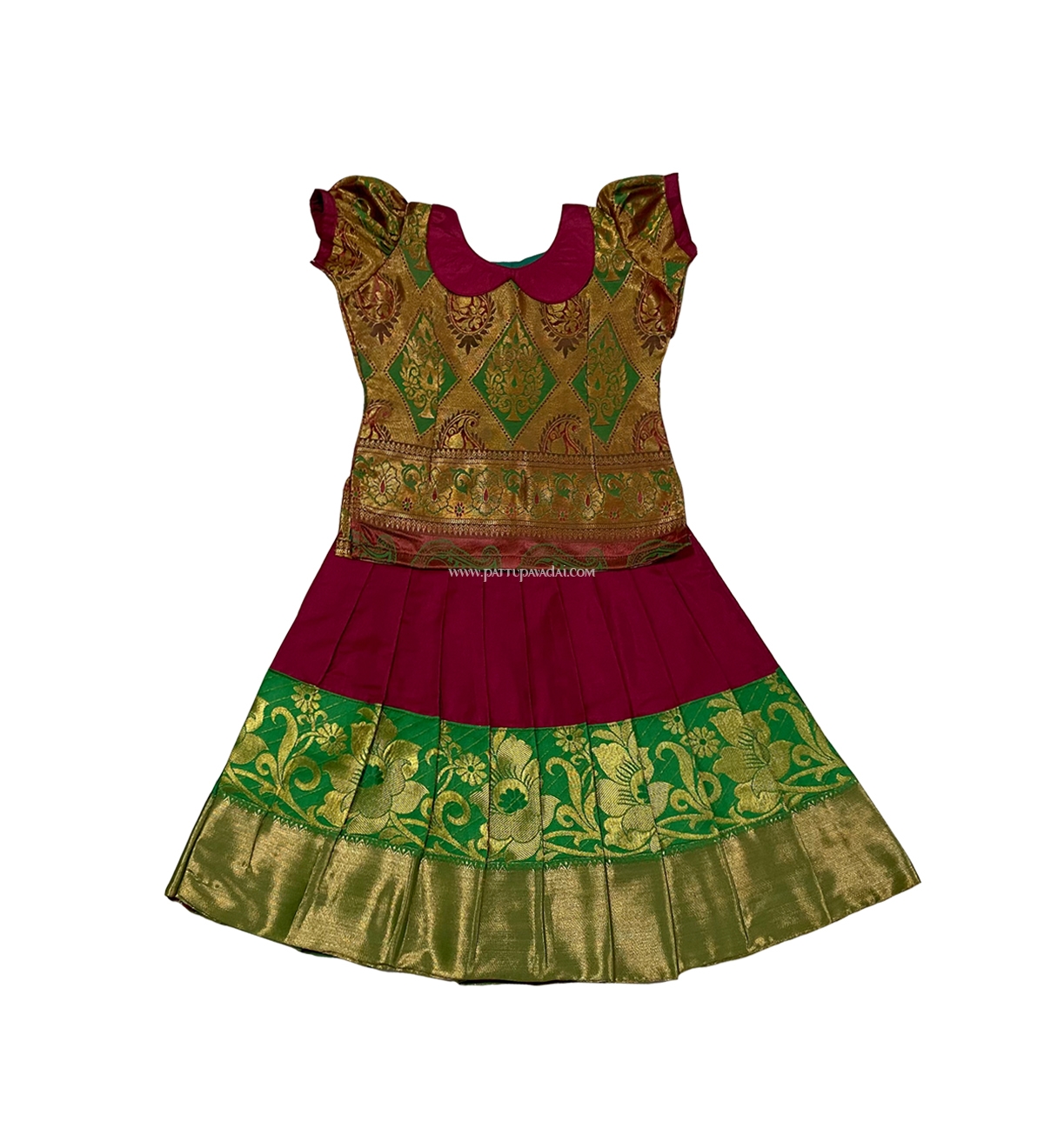 Traditioanl Silk Pavadai Green and Red
